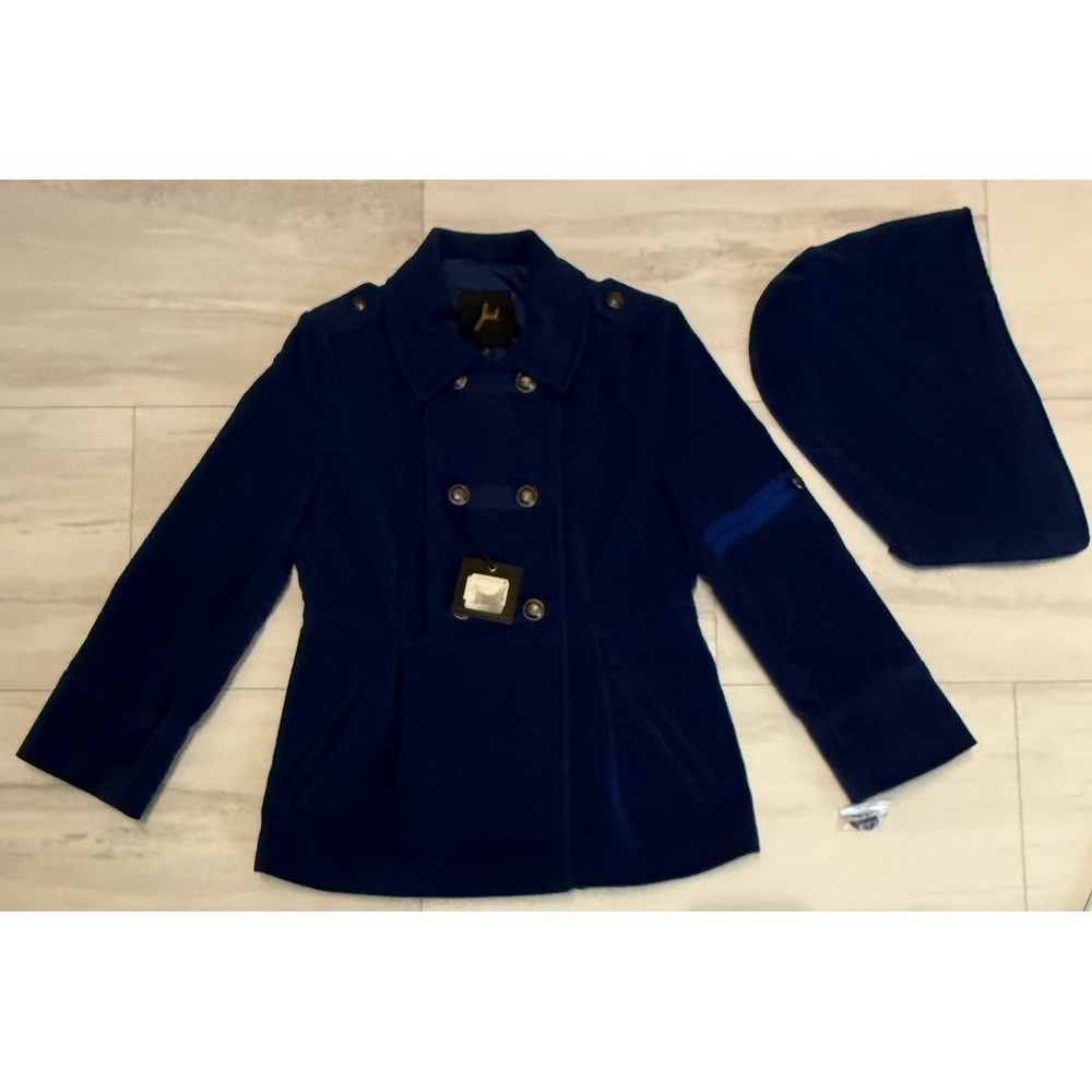 Rare! Jack London Royal Blue Double Breasted Velvet Pea Coat Jacket Size M NWT - Picture 2 of 12